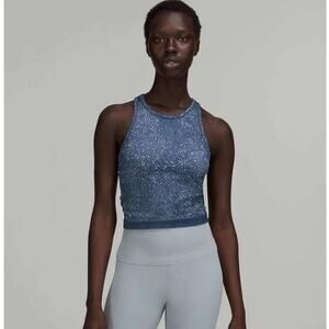 Lululemon Ebb to Street Cropped Racerback Tank‎ Distorted Noise Mineral Blue | 4